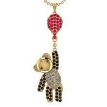 2.87 Ctw SI2/I1 Ruby and Diamond Prong Set 14K Yellow Gold Hip Hop theme Pendant Necklace