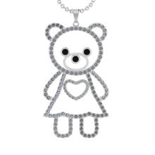 3.56 Ctw SI2/I1 Treted Fancy Black Diamond Prong Set 14K White Gold Teddy Pendant Necklace