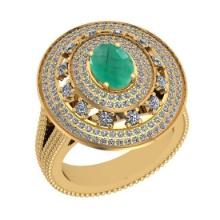 2.46 Ctw SI2/I1Emerald and Diamond 14K Yellow Gold Engagement Ring