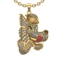 1.90 Ctw SI2/I1 Ruby and Diamond 14K Yellow Gold Nickelodeon Cartoon theme Pendant Necklace