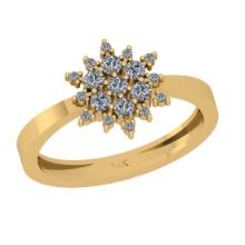 0.30 Ctw SI2/I1 Diamond 14K Yellow Gold Cluster Ring