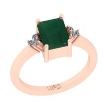 1.70 Ctw SI2/I1 Emerald And Diamond 14K Rose Gold Ring