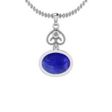 Certified 5.43 Ctw Tanzanite and Diamond I1/I2 14K White Gold Victorian Style Pendant