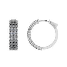 0.90 Ctw SI2/I1 Diamond Prong Set 14K White Gold Huggie Earrings