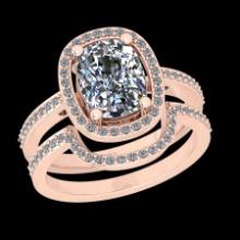 2.37 Ctw SI2/I1 Diamond 18K Rose Gold Engagement set Ring