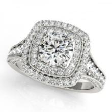 CERTIFIED PLATINUM 1.53 CTW J-K/VS-SI1 DIAMOND HALO ENGAGEMENT RING