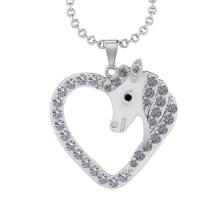 0.78 Ctw SI2/I1 Treated Fancy Black Diamond 14K White Gold Pendant Necklace