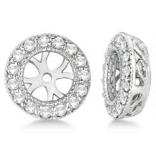 Vintage Style Round Cut Diamond Earring Jackets 14k White Gold 0.22ctw