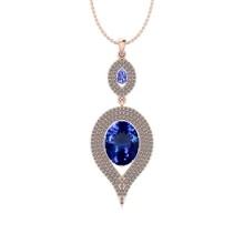 6.74 Ctw VS/SI1 Tanzanite And Diamond 18K Rose Gold Pendant Necklace