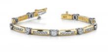 14K TWO TONE GOLD 3 CTW G-H I1/I2 CLASSIC CHANNEL FRAME BRACELET