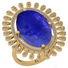 6.53 Ctw SI2/I1 Tanzanite And Diamond 14K White Gold Vintage Style Ring