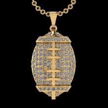 2.37 Ctw SI2/I1 Diamond 18K Yellow Gold Football Pendant Necklace