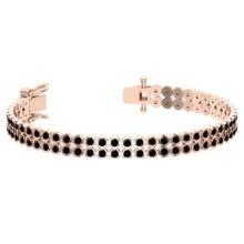 1.50 Ctw i2/i3 Treated Fancy Black Diamond 14K Rose Gold 2 Row Bracelet