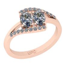 1.18 ctw GIA Certified Center StoneDiamond 14K Rose Gold Anniversary Ring