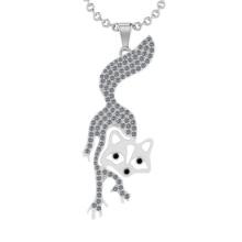 0.90 Ctw SI2/I1 Treated Fancy Black and white Diamond 14K White Gold pendant necklace
