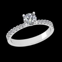 0.90 Ctw SI2/I1 Diamond 18K White Gold Engagement Ring
