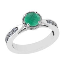 1.73 Ctw SI2/I1 Emerald and Diamond 14K White Gold Engagement Halo Ring
