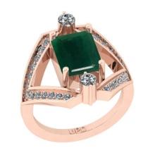 2.70 Ctw SI2/I1 Emerald And Diamond 14K Rose Gold Cocktail Engagement Ring