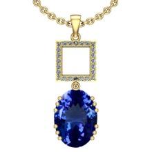 Certified 7.44 Ctw VS/SI1 Tanzanite And Diamond 14k Yellow Gold Victorian Style Necklace