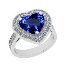 Certified 5.07 Ctw VS/SI1 Tanzanite And Diamond 14k White Gold Vingate Style Engagement Halo Ring