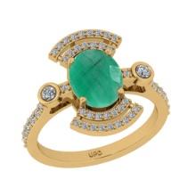 2.42 CtwSI2/I1 Emerald and Diamond 14K Yellow Gold Engagement Halo Ring