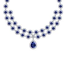 42.29 Ctw SI2/I1 Tanzanite And Diamond 14K White Gold Necklace