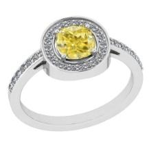 Certified 1.25 Ct Natural Fancy Yellow And White Diamond Platinum Vintage Style Engagement Halo Ring