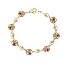 1.68 Ctw SI2/I1 Ruby and Diamond 14K Yellow Gold Bracelet