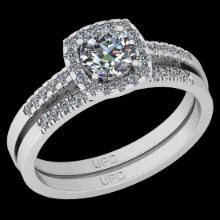 1.34 Ctw SI2/I1 Diamond 14K White Gold Engagement Halo Set Ring