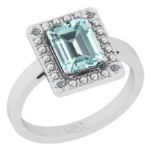 2.21 Ctw SI2/I1 Aquamarine And Diamond 14K White Gold Ring