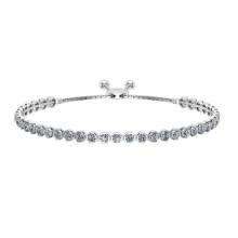 1.12 Ctw SI2/I1 Diamond Crown Set 14K White Gold Slide Bracelet