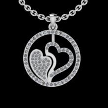 0.36 Ctw SI2/I1 Diamond 14K White Gold Pendant Necklace