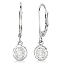 Leverback Dangling Drop Diamond Earrings 14k White Gold 0.50ctw