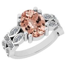 4.69 Ctw SI2/I1 Morganite And Diamond 14K White Gold Vintage Style Ring