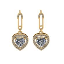 0.84 Ctw Diamond 14K Yellow Gold Dangling Earrings