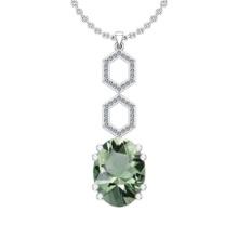 Certified 22.71 Ctw I2/I3 Green Amethyst And Diamond 14K White Gold Pendant