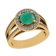 2.14 Ctw I2/I3 Emerald And Diamond 14K Yellow Gold Engagement Ring