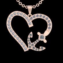 0.40 Ctw SI2/I1 Diamond 10K Rose Gold Charm Pendant Necklace