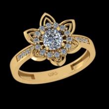 0.86 Ctw SI2/I1 Diamond 18K Yellow Gold Engagement Ring