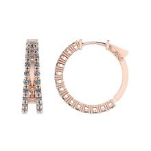 0.96 Ctw SI2/I1 Diamond Prong Set 14K Rose Gold Huggie Earrings