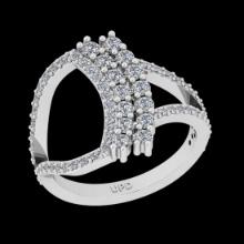0.95 Ctw SI2/I1 Diamond 14K White Gold Engagement Ring