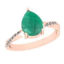 2.11 Ctw SI2/I1 Emerald And Diamond 14K Rose Gold Engagement Ring