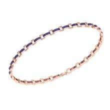 6.50 Ctw SI2/I1 Blue Sapphire And Diamond 14K Rose Gold Bracelet