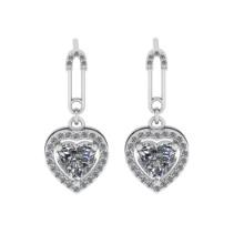 0.84 Ctw Diamond 14K White Gold Dangling Earrings