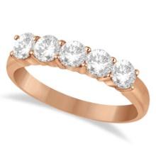 Five Stone Diamond Ring Anniversary Band 14k Rose Gold 1.00ctw