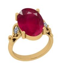 8.78 CtwSI2/I1 Ruby And Diamond 14K Yellow Gold Cocktail Ring