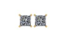 Certified 1.04 CTW Princess Diamond Stud Earrings E/SI1