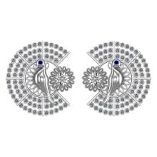 2.10 Ctw SI2/I1 Blue Sapphire and Diamond 14K White Gold Little Birds Stud Earrings