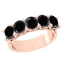 2.50 Ctw I2/I3 Treated Fancy Black Diamond Style Prong Set 14K Rose Gold Eternity Band Ring