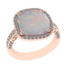 4.39 Ctw SI2/I1 Opal and Diamond 14K Rose Gold Engagement Ring